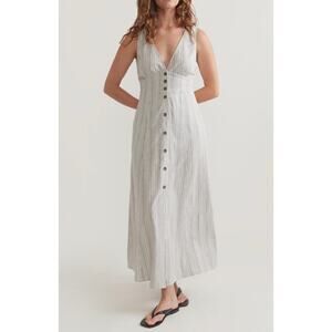 MARINE LAYER Camila Stripe Sleeveless Hemp Blend Maxi Dress Size Medium